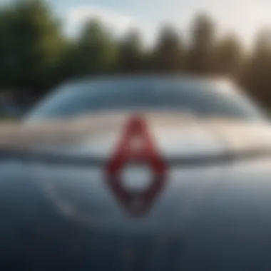 Cracked windshield with AAA logo reflection