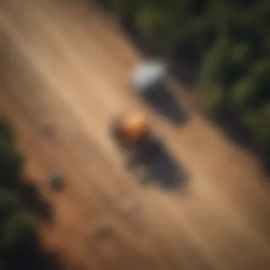 Advanced Technology in Land Surveying Aerial view of land surveying equipment