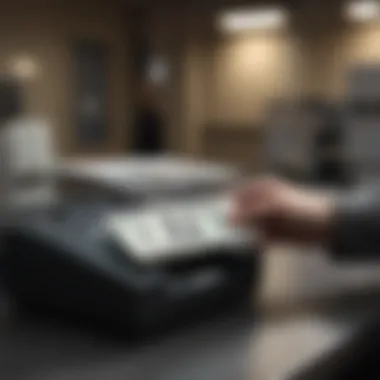 Verification of Money Order Authenticity Bank teller verifying money order authenticity