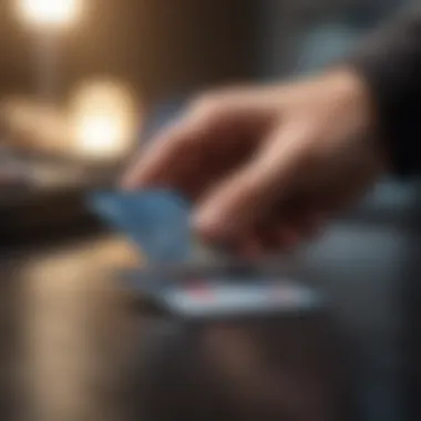 Illustration of a person choosing a credit card from a lineup