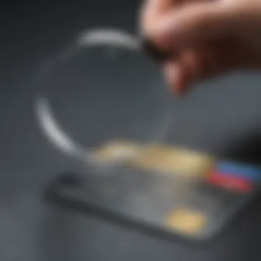 Credit Card Comparison Analysis Illustration of a Capital One credit card with a magnifying glass