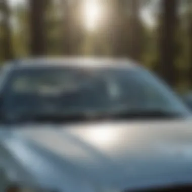 Broken back windshield being removed from a car