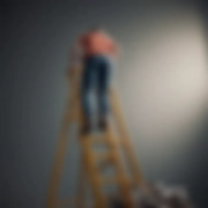 Illustration of a person climbing a ladder towards financial freedom