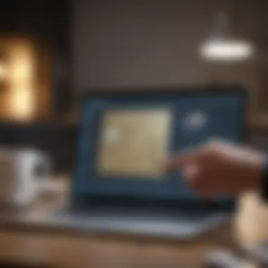 Person using a sleek laptop to access Capital One pending deposits