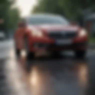 Enhancing Safety Measures Car on Road with Newly Replaced Windshield