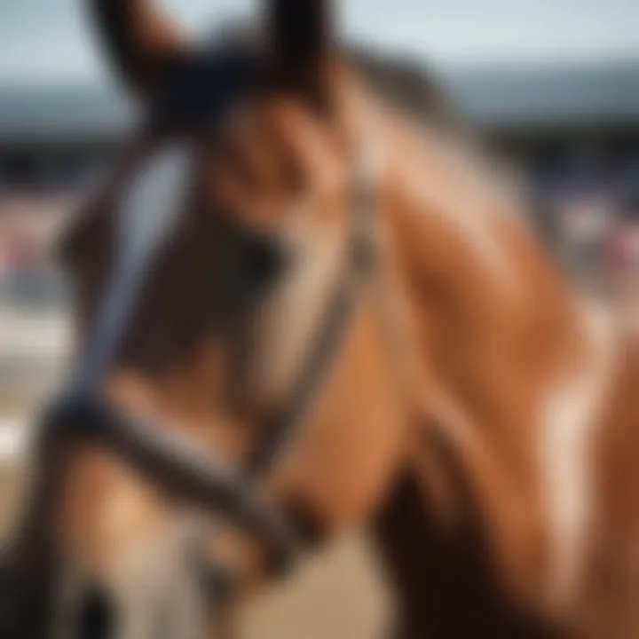 Close-up of a thoroughbred horse before the race