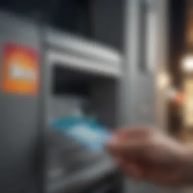 Credit card being used at an ATM