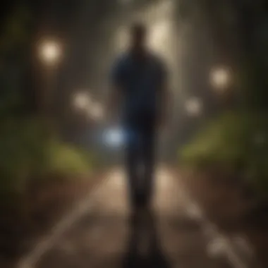 Symbolic depiction of a person with a flashlight illuminating the credit line path