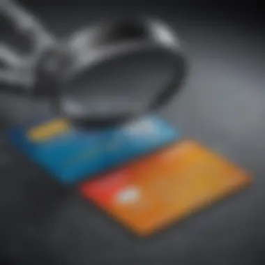 Credit Card Examination Magnified Credit card magnifying glass for in-depth analysis