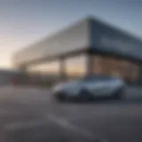 Modern car dealership exterior with sleek design