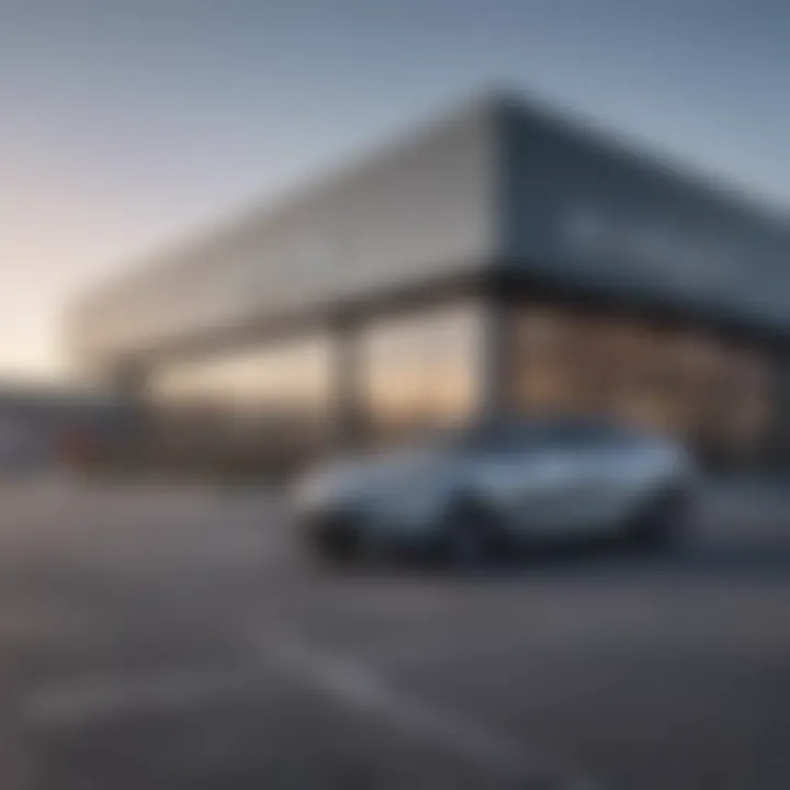 Modern car dealership exterior with sleek design