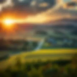 Landscape of a rural community illustrating the essence of country mutual insurance