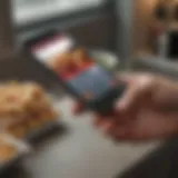 A debit card placed on a digital food delivery app interface