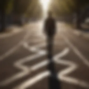 Navigating Choices in Debt Loans Silhouette of a person standing at a crossroads with multiple paths