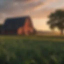 Rural Michigan landscape with Farm Bureau Insurance building in the background