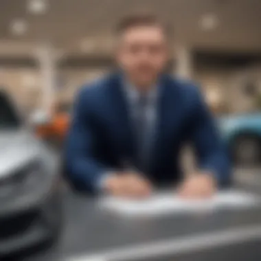 A confident individual reviewing financing options at a dealership