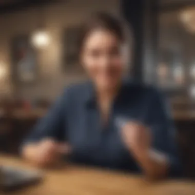 A happy individual reviewing their credit card approval email