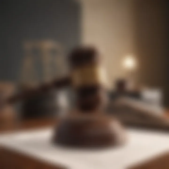 A gavel and legal documents indicating legal implications of derogatory records.