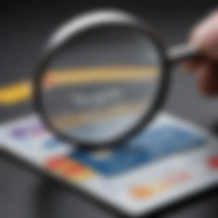 Magnifying glass on credit card illustration