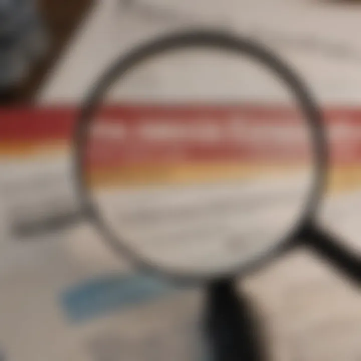 Magnifying glass examining credit report