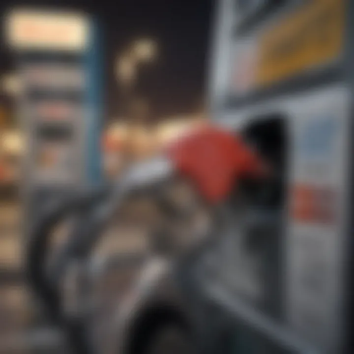 Illustration depicting a fuel pump with discount signs