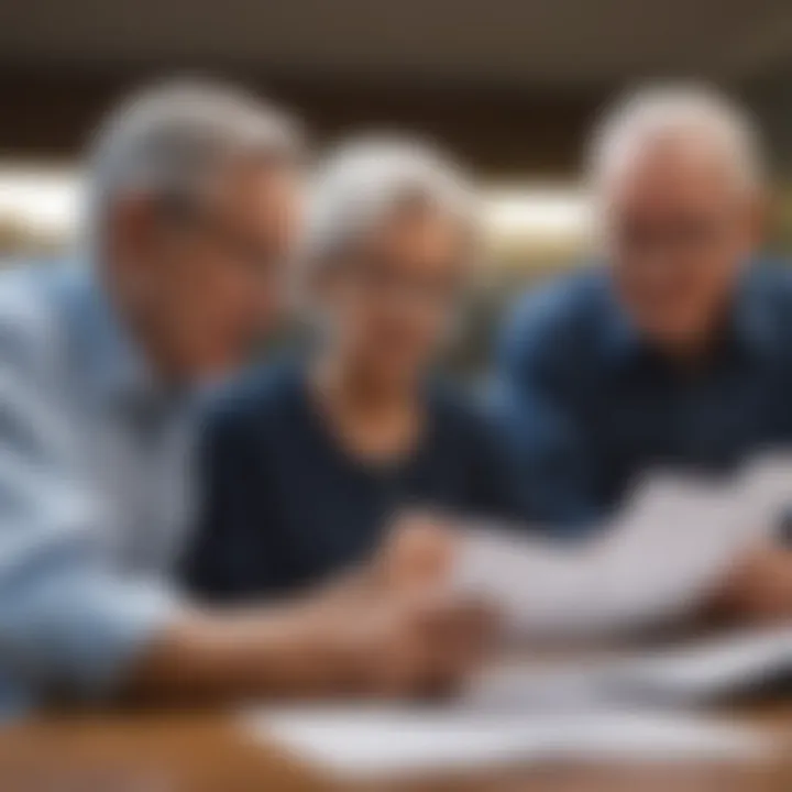 Elderly couple reviewing car insurance documents