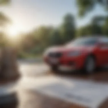 Reviewing Car Insurance Policies An individual reviewing car insurance policies