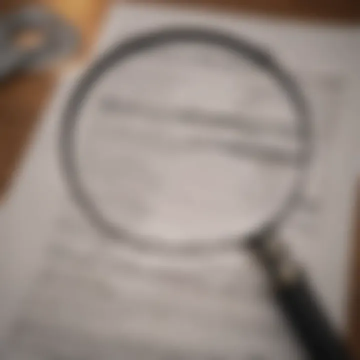 Magnifying glass focusing on insurance claim form