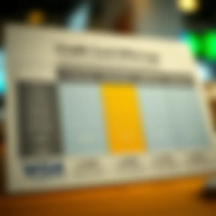 Comparison chart of different credit card offerings