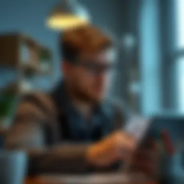 Person analyzing credit score for card application
