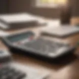 A calculator and financial documents on a table