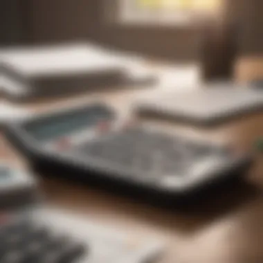 A calculator and financial documents on a table