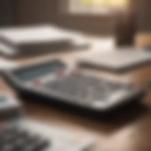 A calculator and financial documents on a table