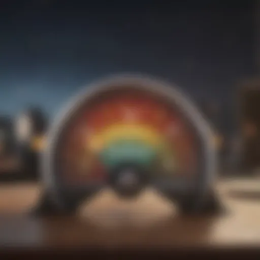 Illustration showing a credit score gauge