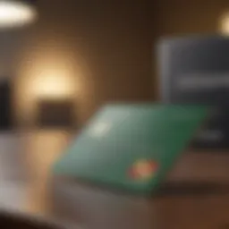 Close-up of a secured credit card on a desk