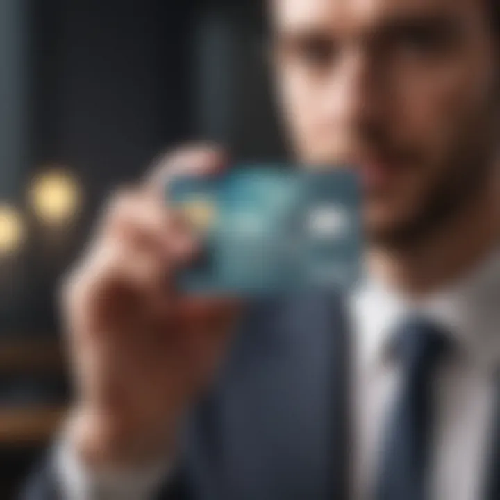 Business person holding a credit card and EIN document