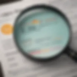 Illustration of a magnifying glass on a credit report document