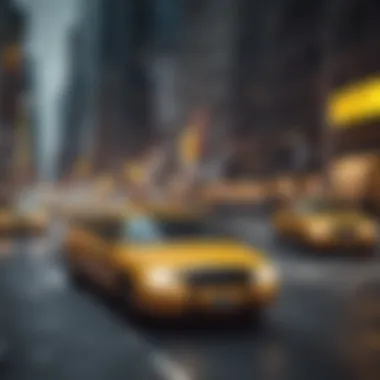 Bustling streets of NYC with yellow cabs