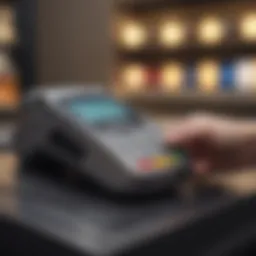 Credit card being swiped at a retail terminal