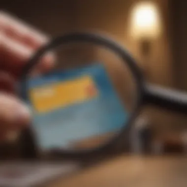 Illustration of a magnifying glass focusing on credit card terms