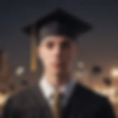 Illustration depicting a student with a graduation cap and dollar signs