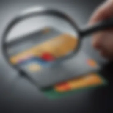 Illustration of a magnifying glass focusing on credit card options