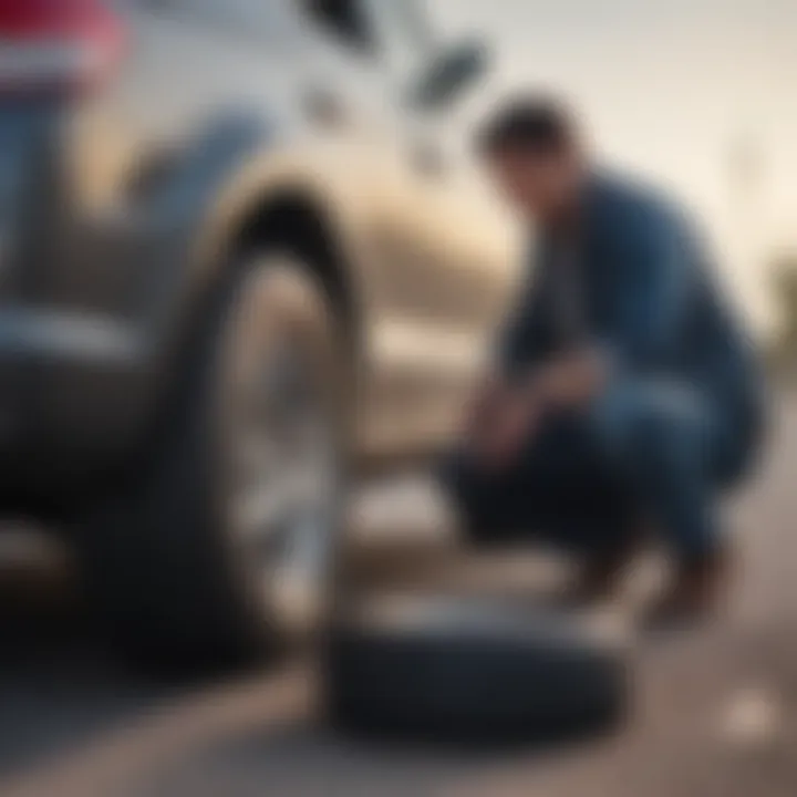 Driver calling for roadside tire replacement service