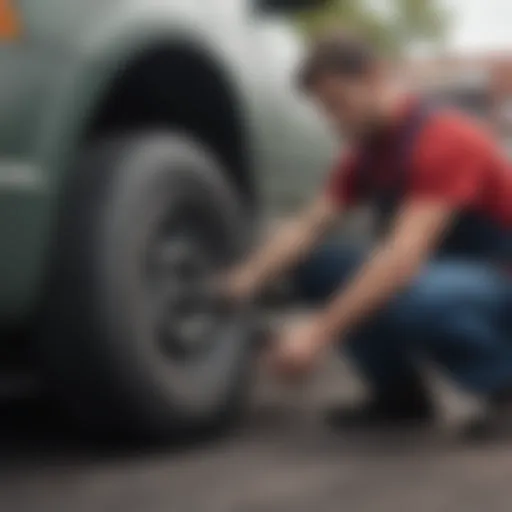 Mechanic replacing tire on a car