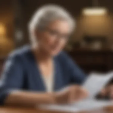 Senior Woman Comparing Auto Insurance Quotes Senior woman comparing auto insurance quotes