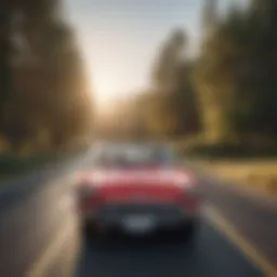 Vintage classic car on a scenic road