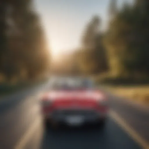 Vintage classic car on a scenic road