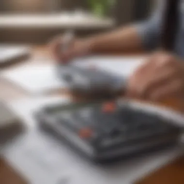 Illustration of a calculator calculating student loan payments