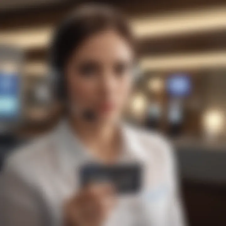 Customer support representative assisting a cardholder