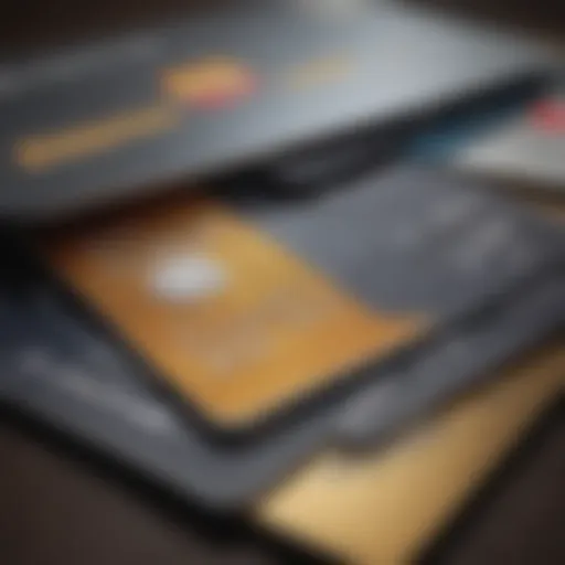 A close-up view of various credit cards